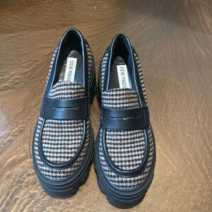 Steve Madden plaid platform loafers.  Super comfy.